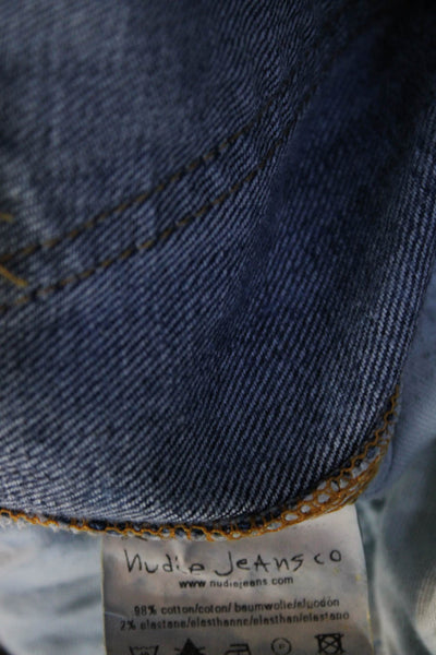 Nudie Jeans Co Mens Slim Jim Jeans Core Blue Cotton Size 34x34