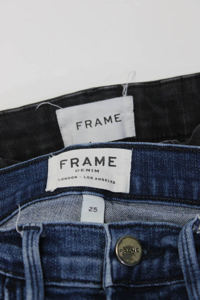 Frame Denim Womens High Rise Skinny Mini Crop Boot Jeans Blue Gray Size 25 Lot 2