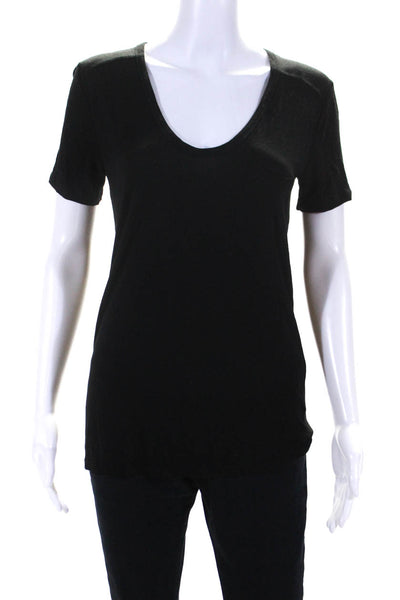 T Alexander Wang Womens Short Sleeve V Neck Pocket Tee Shirt Black Size XS