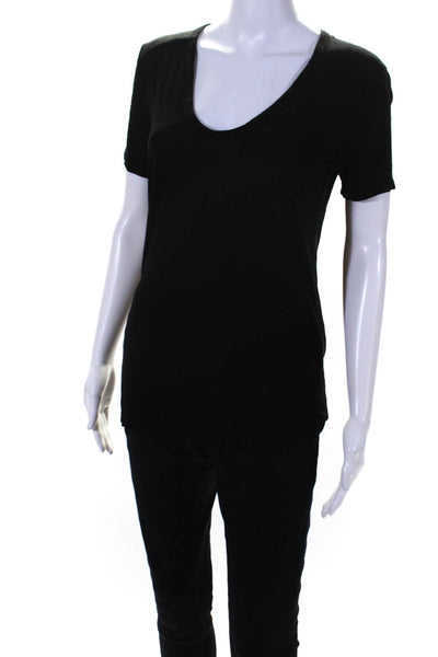 T Alexander Wang Womens Short Sleeve V Neck Pocket Tee Shirt Black Size XS