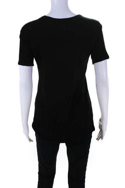 T Alexander Wang Womens Short Sleeve V Neck Pocket Tee Shirt Black Size XS