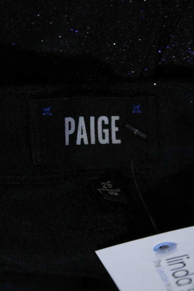 Paige Black Label Womens Metallic Low-Rise Skinny Leg Ankle Jeans Black Size 25