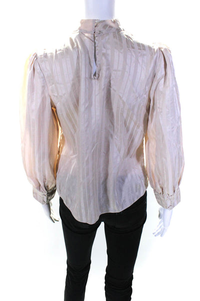 Rebecca Taylor Womens Long Sleeve Tie Blouse Silver Size 14 14063169