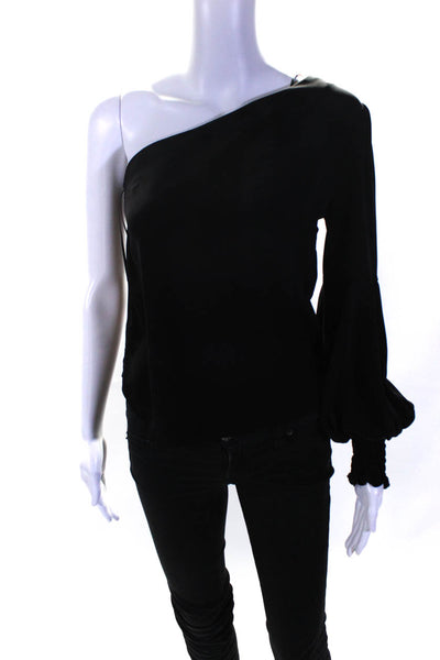 Allen Schwartz Womens Brooke One Shoulder Blouse Black Size 4 13330795