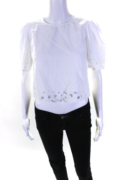 La Vie Rebecca Taylor Womens Ella Embroidery Top White Size 0 14123428