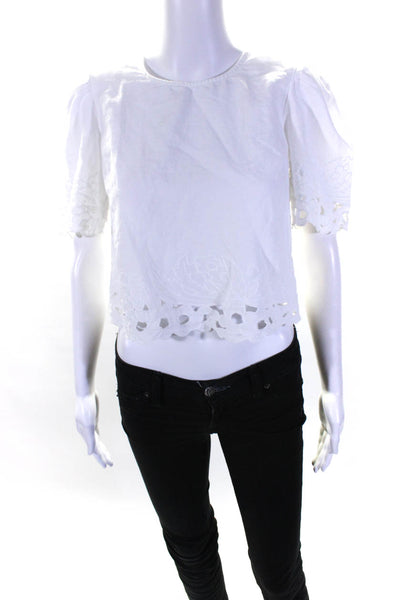 La Vie Rebecca Taylor Womens Ella Embroidery Top White Size 0 14123424