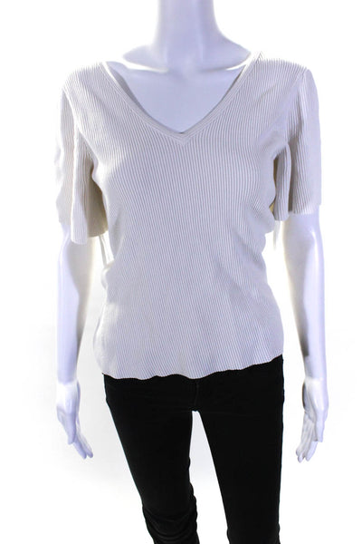 Milly Womens White Flutter Sleeve Top White Size 6 13384213