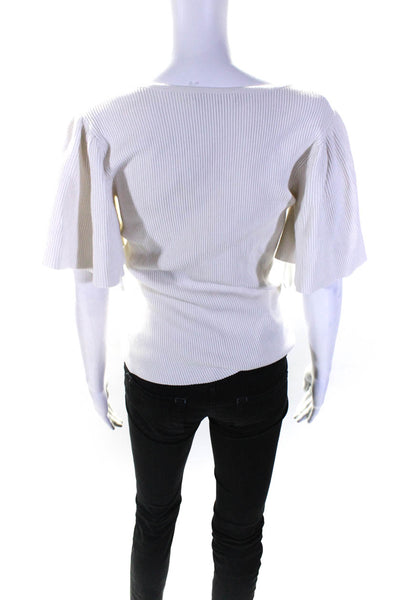Milly Womens White Flutter Sleeve Top White Size 6 13384213