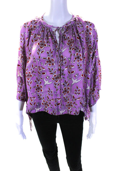 RHODE Womens Printed Helene Top Pink Size 4 13995096