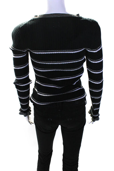 La Vie Rebecca Taylor Womens Black Striped Pullover Black Size 4 11496583