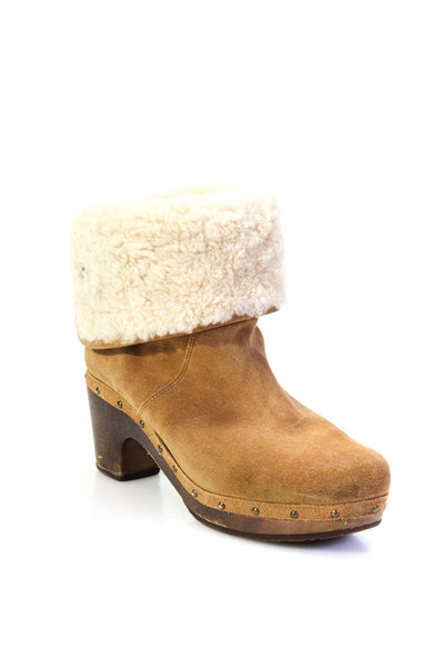 UGG Australia Womens Shearling Cuffed Lynnea Ankle Boots Brown Size 7