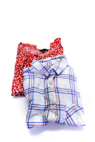 Rails J Crew Womens Plaid Floral Shirts Red White Blue Pink Size XS Small Lot 2