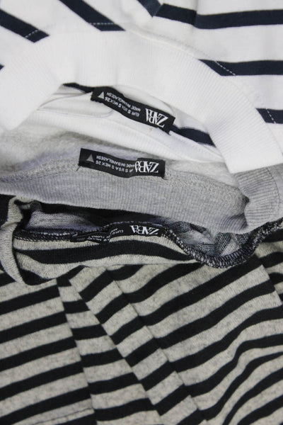 Zara Womens Crew Neck Long Sleeved Sweatshirts Sweaters Gray White Size S Lot 3