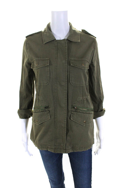 Lilly Aldridge for Velvet Womens Front Zip Collared Light Jacket Green Size XS