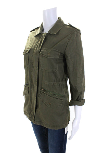 Lilly Aldridge for Velvet Womens Front Zip Collared Light Jacket Green Size XS