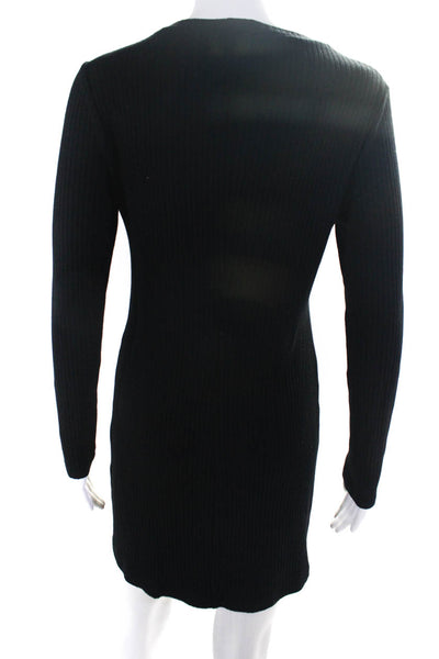 Reformation Womens Knit Long Sleeve Crewneck Mini A-Line Dress Black Size L