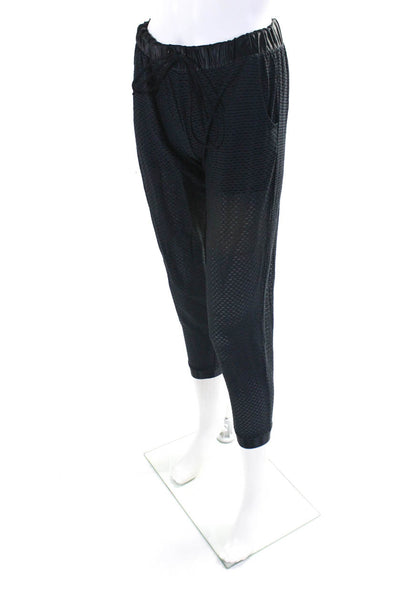 Koral Womens Mesh Textured Drawstring Tied Elastic Jogger Pants Black Size S