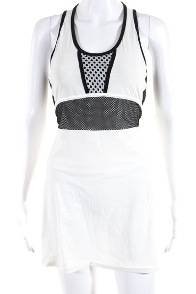Montreal London Women's Scoop Neck Mesh Panel Athletic Tennis Dress White Size M