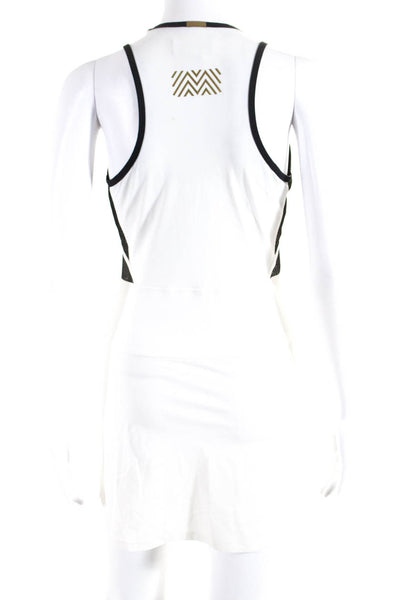 Montreal London Women's Scoop Neck Mesh Panel Athletic Tennis Dress White Size M