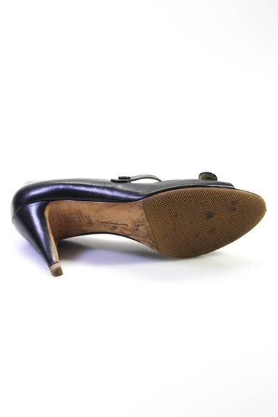 Rupert Sanderson Women's Leather Peep Toe Mary Jane Heels Black Size 8.5