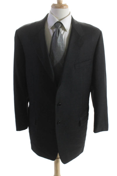 Hickey Freeman Men's Long Sleeves Lined Jacket Charcoal Gray Size 46