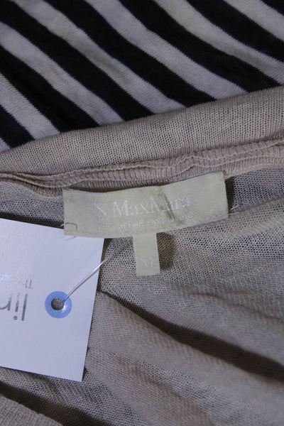 Max Mara Women's Open Front Long Sleeves Cardigan Sweater Beige Size M