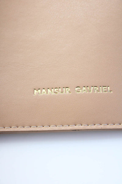 Mansur Gavriel Leather Top Zip Wristlet Handle Medium Basic Clutch Nude Beige