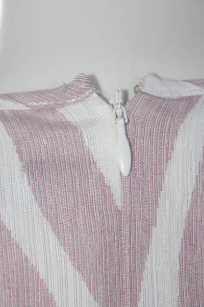 Parker Womens Soft Zebra Print High Neck Peplum Camisole Top Pink White Size 2XS