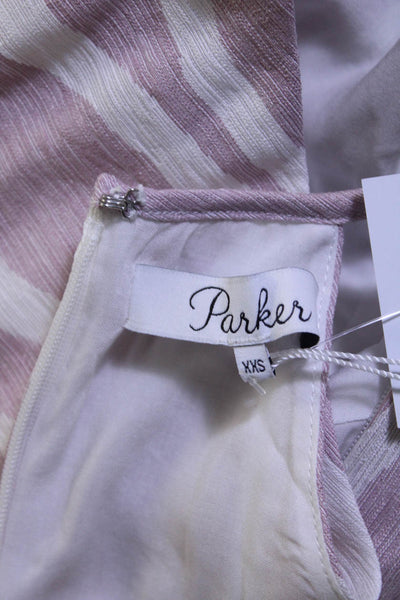 Parker Womens Soft Zebra Print High Neck Peplum Camisole Top Pink White Size 2XS