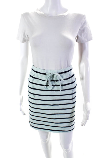 J. Mclaughlin Women's Cotton Drawstring Striped Casual Skirt Blue Size L