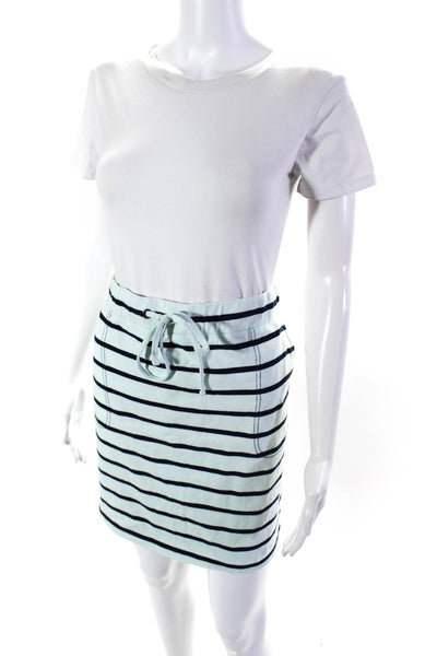 J. Mclaughlin Women's Cotton Drawstring Striped Casual Skirt Blue Size L