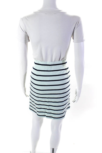 J. Mclaughlin Women's Cotton Drawstring Striped Casual Skirt Blue Size L