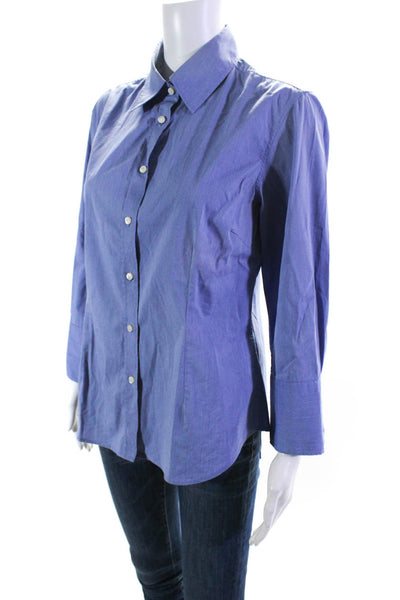 J. McLaughlin Women's Cotton Long Sleeve Button Down Shirt Blue Size 8