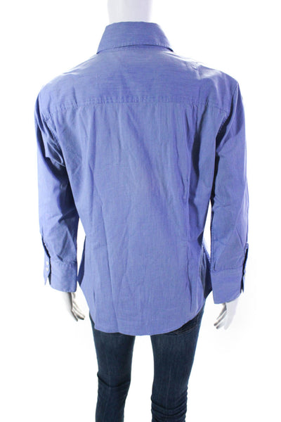 J. McLaughlin Women's Cotton Long Sleeve Button Down Shirt Blue Size 8