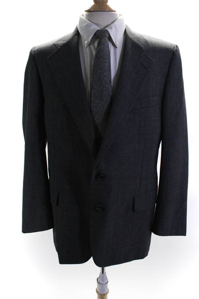 Hickey Freeman Mens Two Button Blazer Jacket Black Wool Size 44
