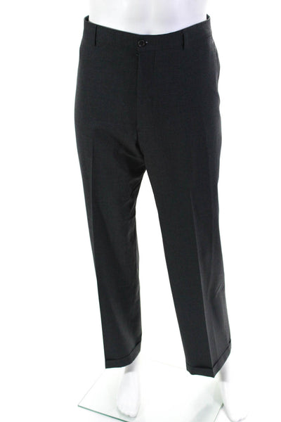 Armani Collezioni Mens Cuffed Straight Leg Dress Pants Gray Wool Size 38