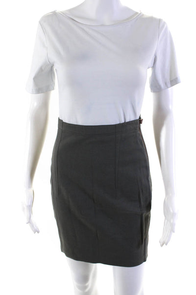 T Alexander Wang Womens Unlined Woven Khaki Pencil Skirt Gray Cotton Size Small