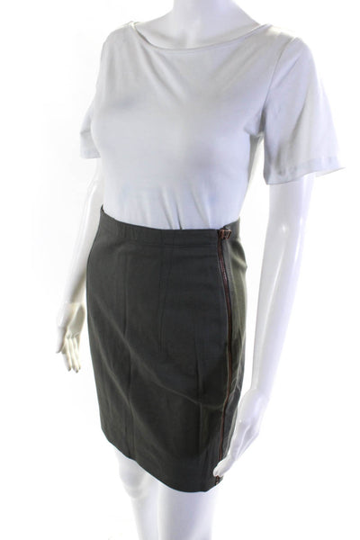 T Alexander Wang Womens Unlined Woven Khaki Pencil Skirt Gray Cotton Size Small