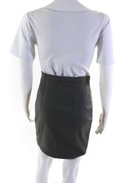 T Alexander Wang Womens Unlined Woven Khaki Pencil Skirt Gray Cotton Size Small