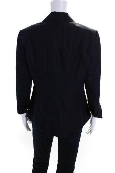 Lafayette 148 New York Women's Lined Three Button Cuffed Blazer Jacket Navy Size