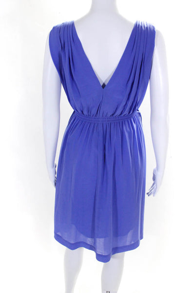 HD In Paris Womens Purple V-Neck Elastic Waist Sleeveless Shift Dress Size 8