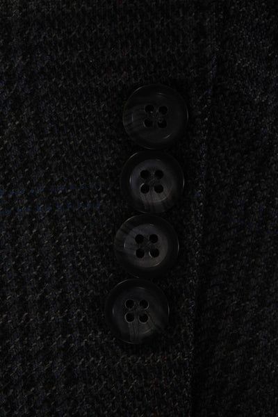 Oscar de la Renta Mens Plaid Three Button Blazer  Gray Wool Size 43 Regular