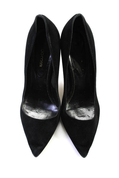 Sergio Rossi Womens Black Suede Pointed Toe High Heels Pumps Shoes Size 10