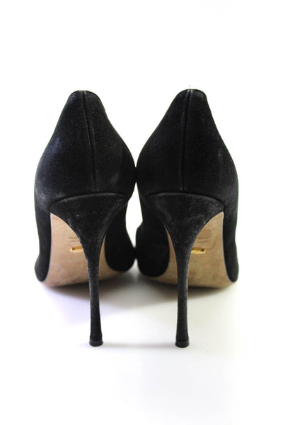 Sergio Rossi Womens Black Suede Pointed Toe High Heels Pumps Shoes Size 10