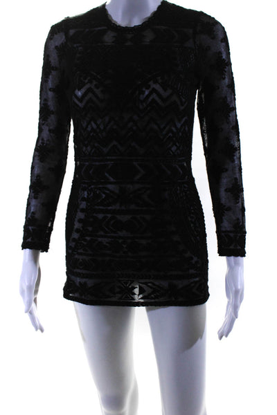Isabel Marant For H+M Women's Cotton Long Sleeve Lace Bodycon Dress Black Size 4