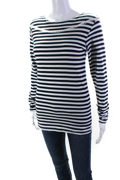 Harvey Faircloth Women's Round Neck Long Sleeves Stripe Tunic Blouse Size S