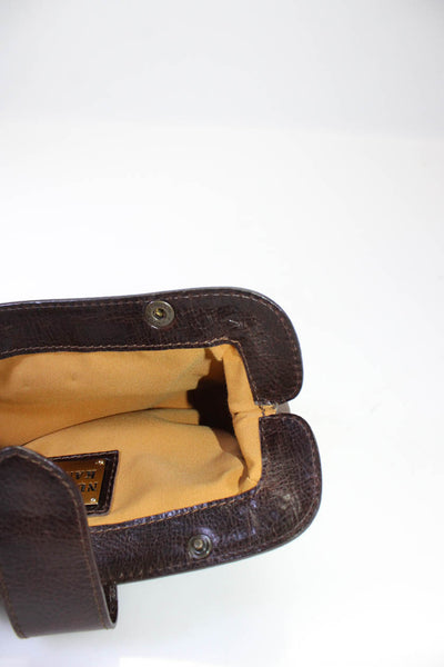 Nuana Kane Womens Leather Flap Snap Closure Clutch Handbag Brown Taupe