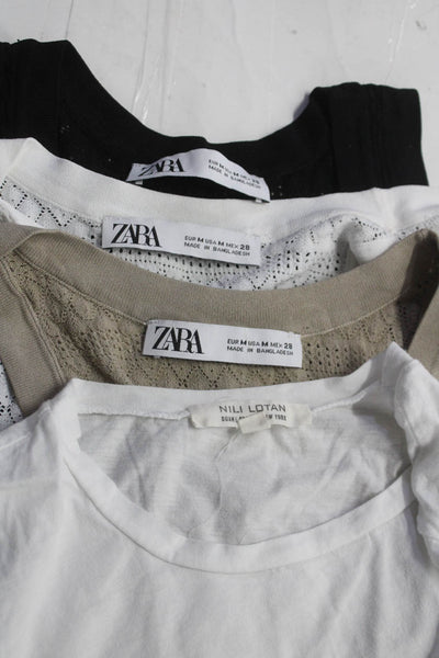 Zara Women's Scoop Neck Sleeveless Tank Top White Black Beige Size M Lot 4