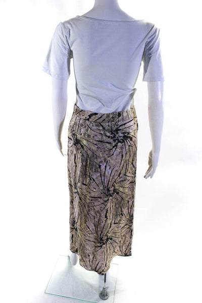 Free People Womens Tie Dyed Satin Unlined Long Maxi Skirt Pink Beige Gray Size 6