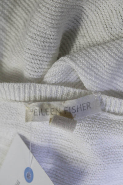 Eileen Fisher Womens 3/4 Sleeved Thin Knit V Neck Pullover Sweater White Size XS